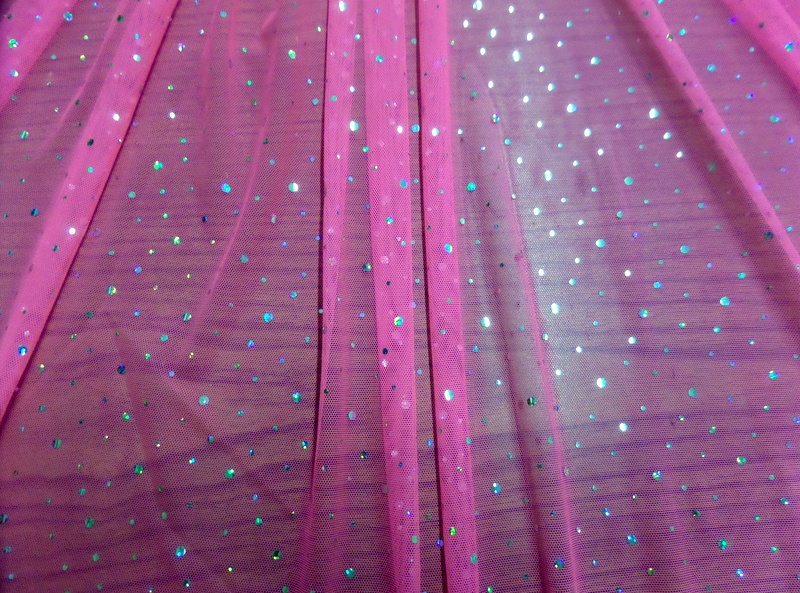 6.Fuchsia-Silver Mesh With Holo Sequins